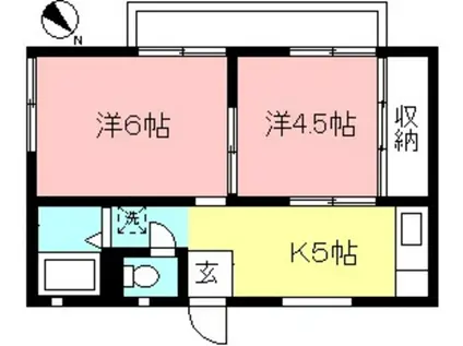 シャトルハイツA棟(2K/2階)の間取り写真