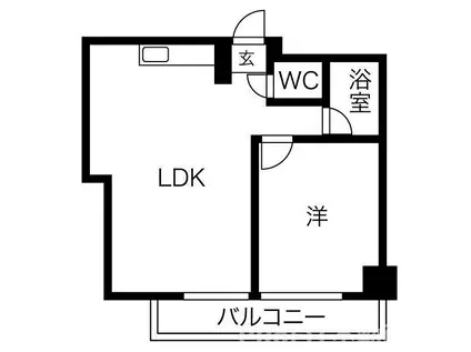 ヴィラウエスト難波(1LDK/6階)の間取り写真