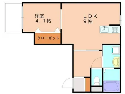 MERCU天神(1LDK/3階)の間取り写真