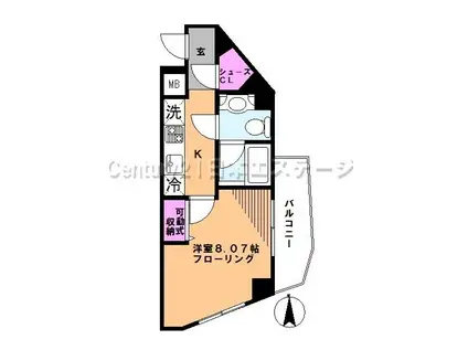 サンヴィアーレノーブル旗の台(1K/3階)の間取り写真