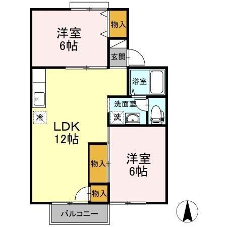 サンハイツMB棟(2LDK/1階)の間取り写真
