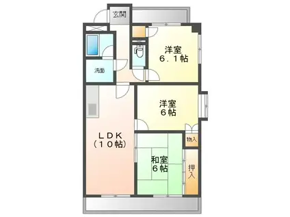 スカイコートウスイ(3LDK/4階)の間取り写真