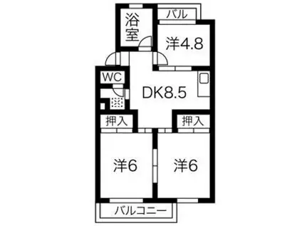 杉本ビル(3DK/4階)の間取り写真