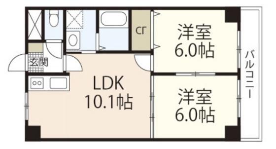 ホワイトストーン白石(2LDK/5階)の間取り写真