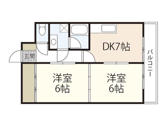 房尾本店三篠ビル(2DK/5階)の間取り写真