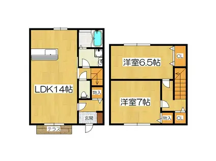 ドミールグランシャリオII(2LDK/1階)の間取り写真