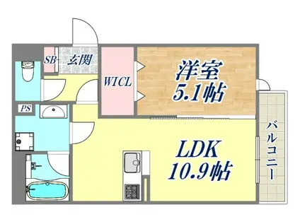 BRILANT(1LDK/1階)の間取り写真