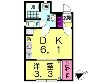 ブランシュール板橋(1DK/3階)の間取り写真