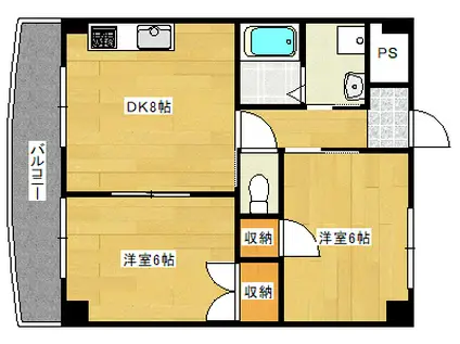 PADDYIII(2DK/9階)の間取り写真