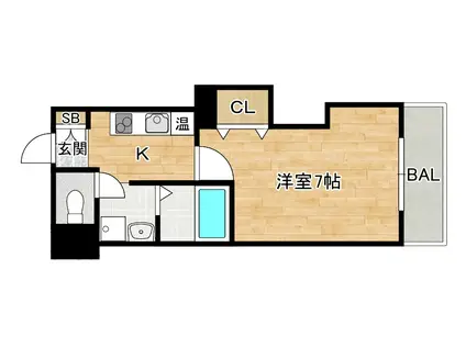 みおつくし城北(1K/3階)の間取り写真