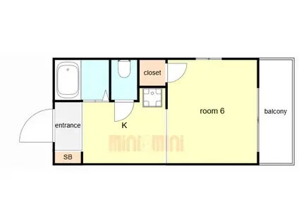 ハイツローレル(ワンルーム/2階)の間取り写真