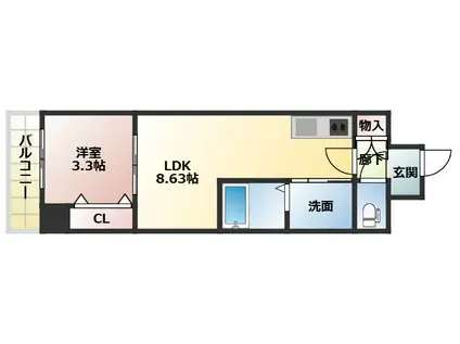 アーバンパーク新大阪(1LDK/4階)の間取り写真