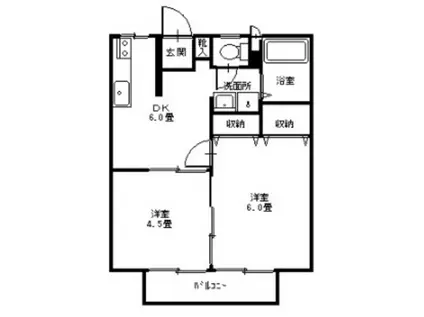 サンシティ福島 A(2DK/1階)の間取り写真
