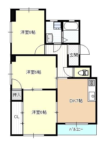 コーポ関根(3LDK/2階)の間取り写真
