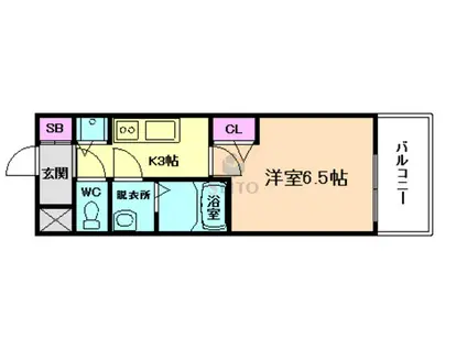 プレサンス天神橋ラ・デュアル(1K/10階)の間取り写真