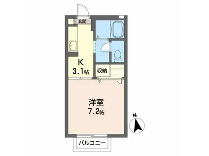 鳳鳴の杜 参番館(1K/1階)の間取り写真