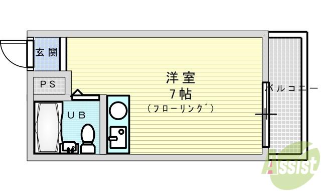 メゾン豊津Ⅰ(ワンルーム/1階)の間取り写真