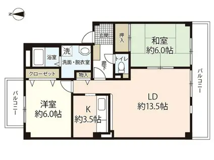 フォブール山田(2LDK/3階)の間取り写真