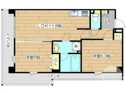 プレステージ11番館(2LDK/8階)の間取り写真