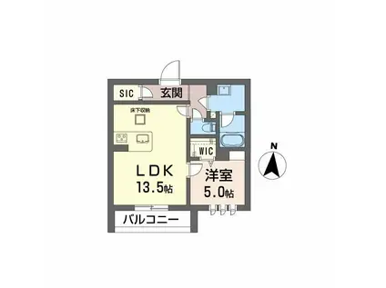 DEUXリジエール(1LDK/1階)の間取り写真