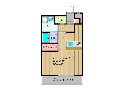 アンプルールクラージュMONT VERT(ワンルーム/2階)の間取り写真