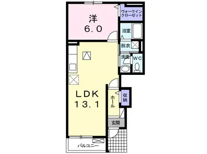 ワームス(1LDK/1階)の間取り写真