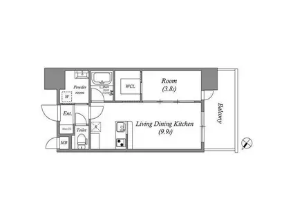 GENOVIA神戸新開地駅前(1LDK/14階)の間取り写真
