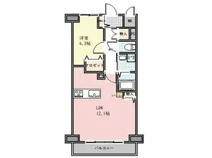 フィールズコート六町(1LDK/1階)の間取り写真