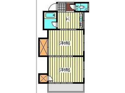 ＪＲ埼京線 武蔵浦和駅 徒歩12分 2階建 築53年(2K/1階)の間取り写真