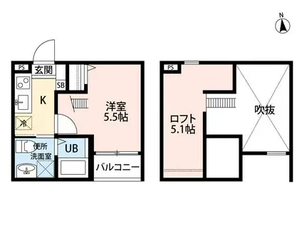 CAMINOALTA黄金 (1K/2階)の間取り写真