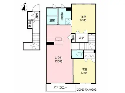 シャーメゾンリシェスII (2LDK/2階)の間取り写真