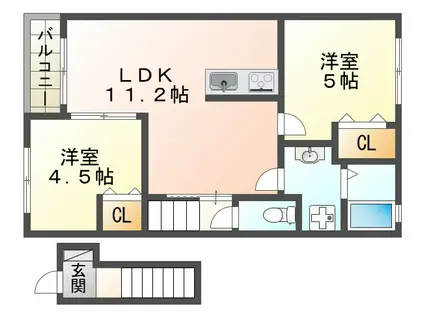 SUN・メゾン三木府内町(2LDK/2階)の間取り写真