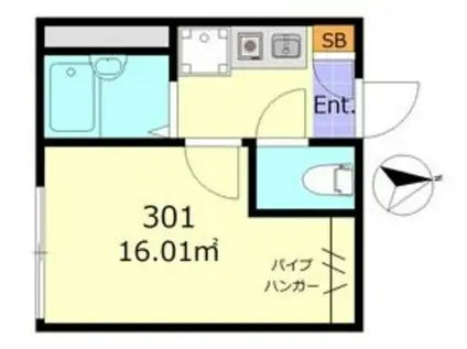 ライスフラワー羽田(1K/3階)の間取り写真