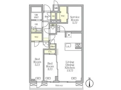 アジールコート都立大学(2SLDK/B1階)の間取り写真