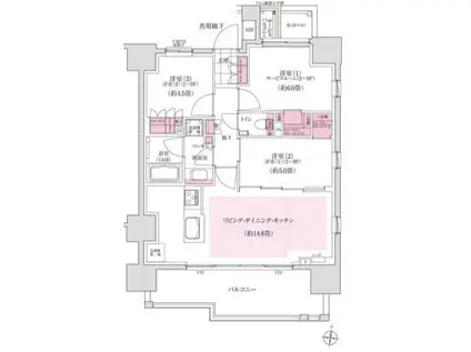 ディームス木場(2SLDK/6階)の間取り写真