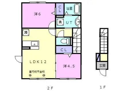 セジュール苫小牧(2LDK/2階)の間取り写真