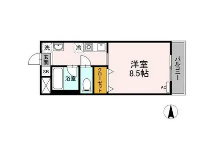 マメゾン三野(ワンルーム/3階)の間取り写真