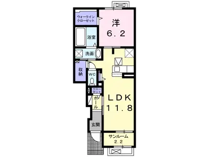 アベニールII(1LDK/1階)の間取り写真