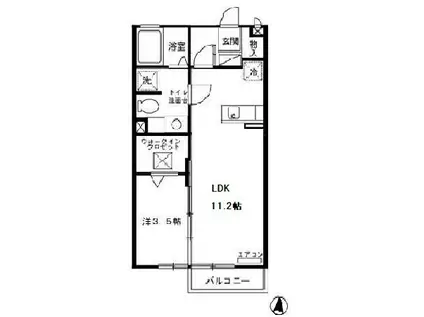 モナリエ春日I・II(1LDK/1階)の間取り写真