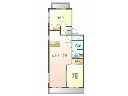 ロイヤルグリーン(2LDK/1階)の間取り写真