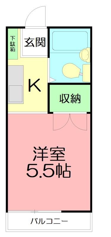 サンヴィレッジ(1K/2階)の間取り写真