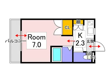 パークプレイス平井II(1K/4階)の間取り写真