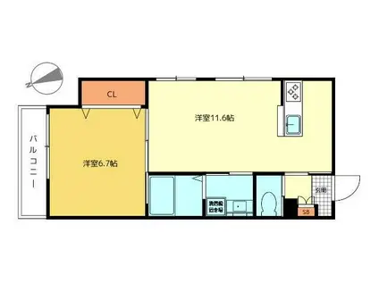 LUFT中野坂上(1LDK/1階)の間取り写真