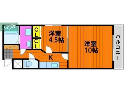 パインシティ(2K/3階)の間取り写真