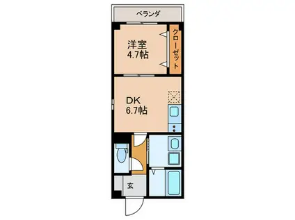 GARDENIA天王寺南(1DK/4階)の間取り写真