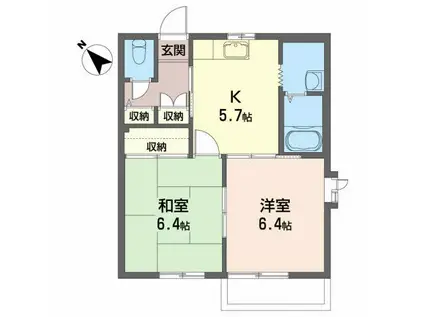 エスポワールII(2K/2階)の間取り写真