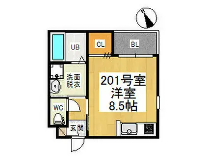 REGALEST 要(ワンルーム/2階)の間取り写真