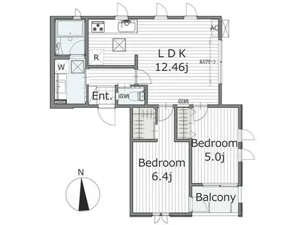 アネーロII(2LDK/1階)の間取り写真