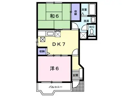 ヴィラヒルズA(2DK/1階)の間取り写真