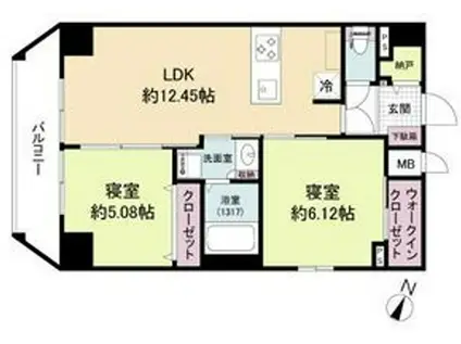 LIVEFLAT六甲桜口(2LDK/9階)の間取り写真